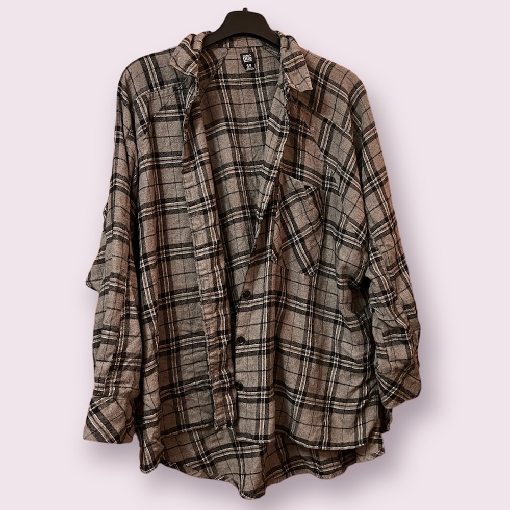 urban outfitters BDG grey plaid flannel top